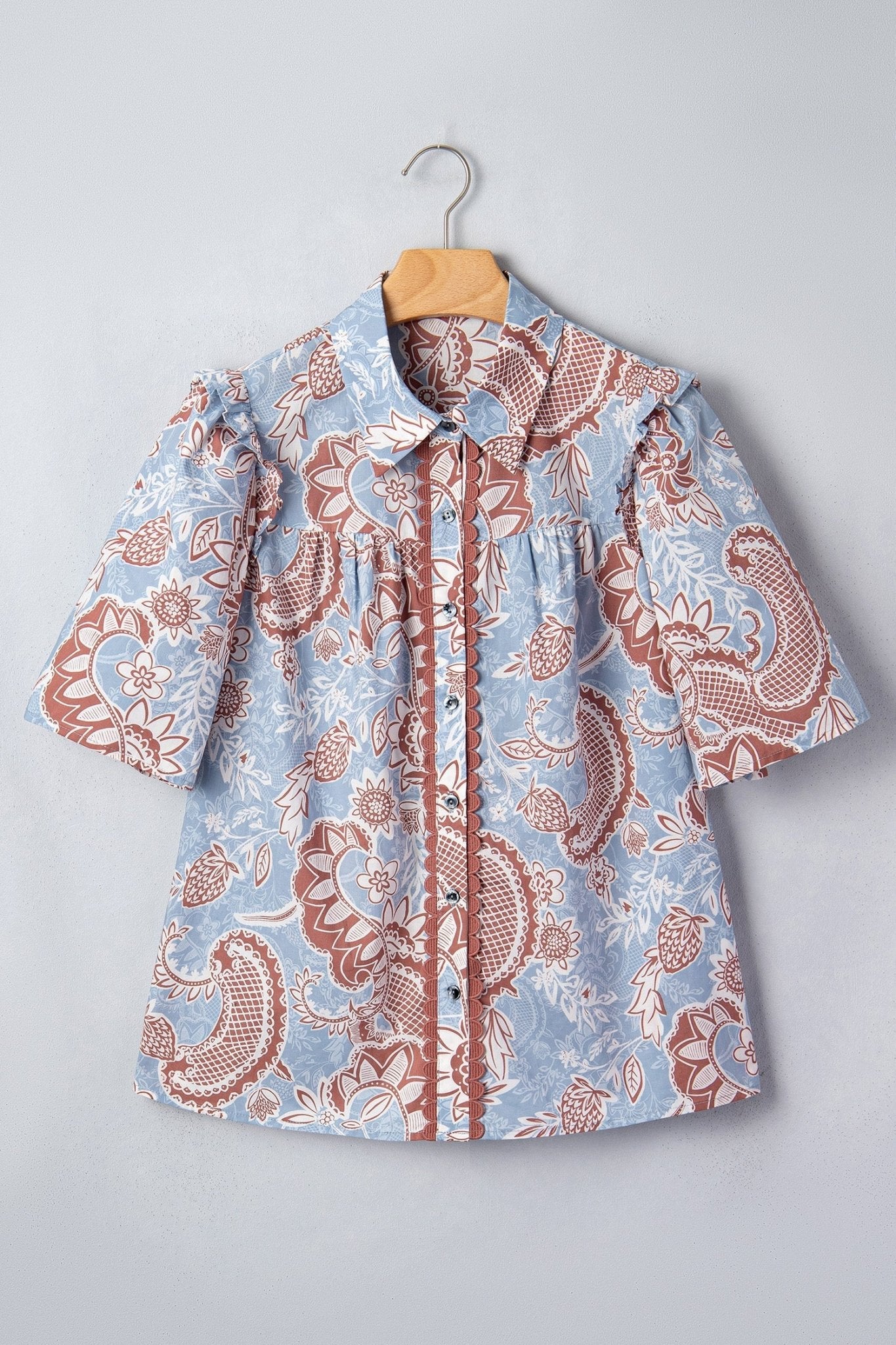 Athena Down Short Sleeve Shirt - Hello Beautiful BoutiqueBlouses & ShirtsThreaded Pear