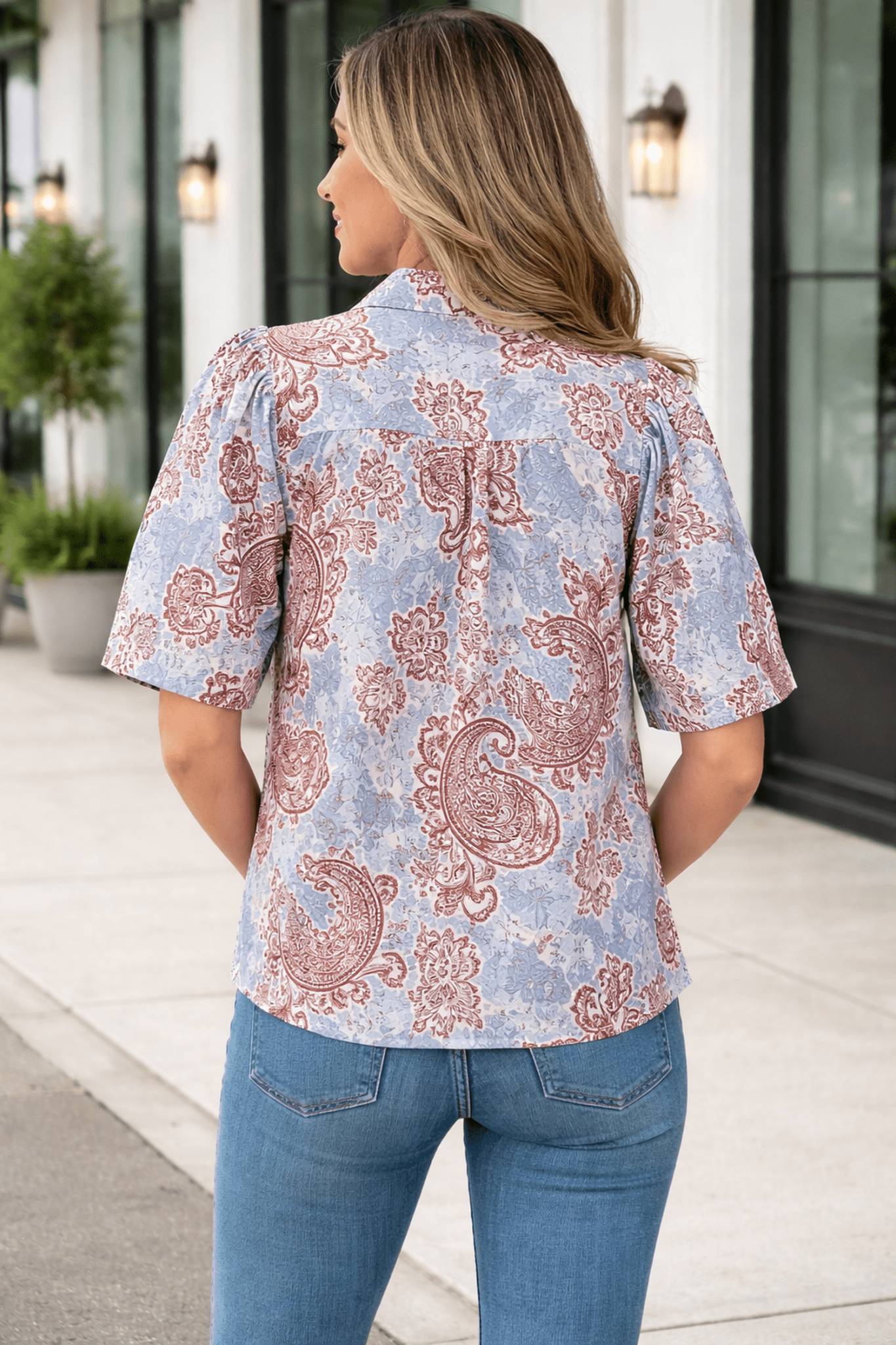 Athena Down Short Sleeve Shirt - Hello Beautiful BoutiqueBlouses & ShirtsThreaded Pear