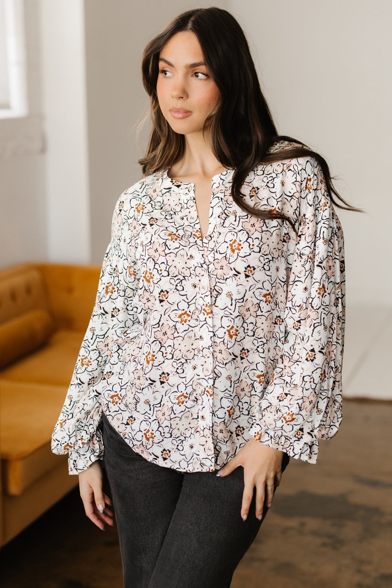 Aubrey Puff Sleeve Down Shirt - Hello Beautiful BoutiqueBlouses & ShirtsThreaded Pear