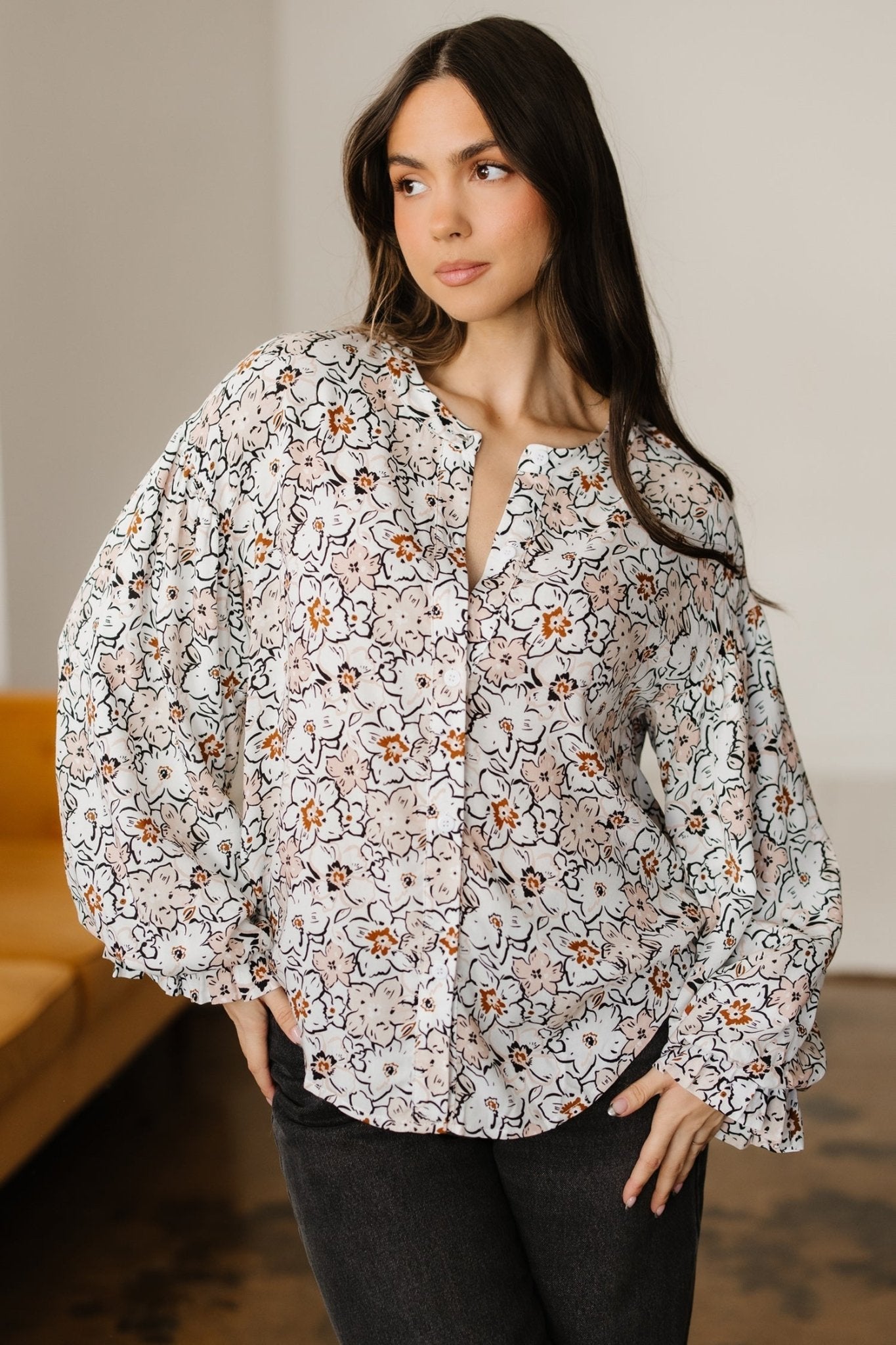 Aubrey Puff Sleeve Down Shirt - Hello Beautiful BoutiqueBlouses & ShirtsThreaded Pear