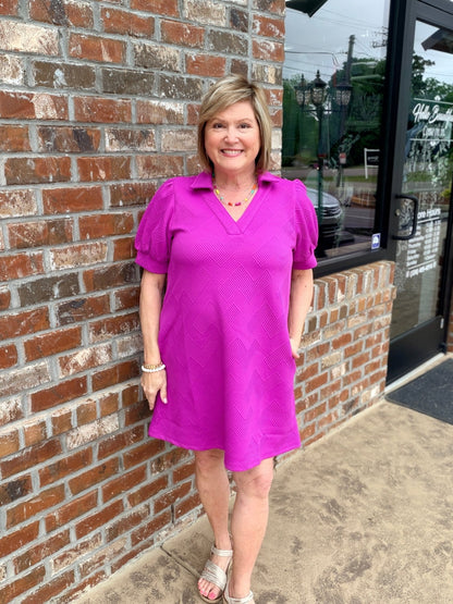 Audrey Textured Collared Mini Dress with Pockets - Hello Beautiful BoutiqueDressJodifl