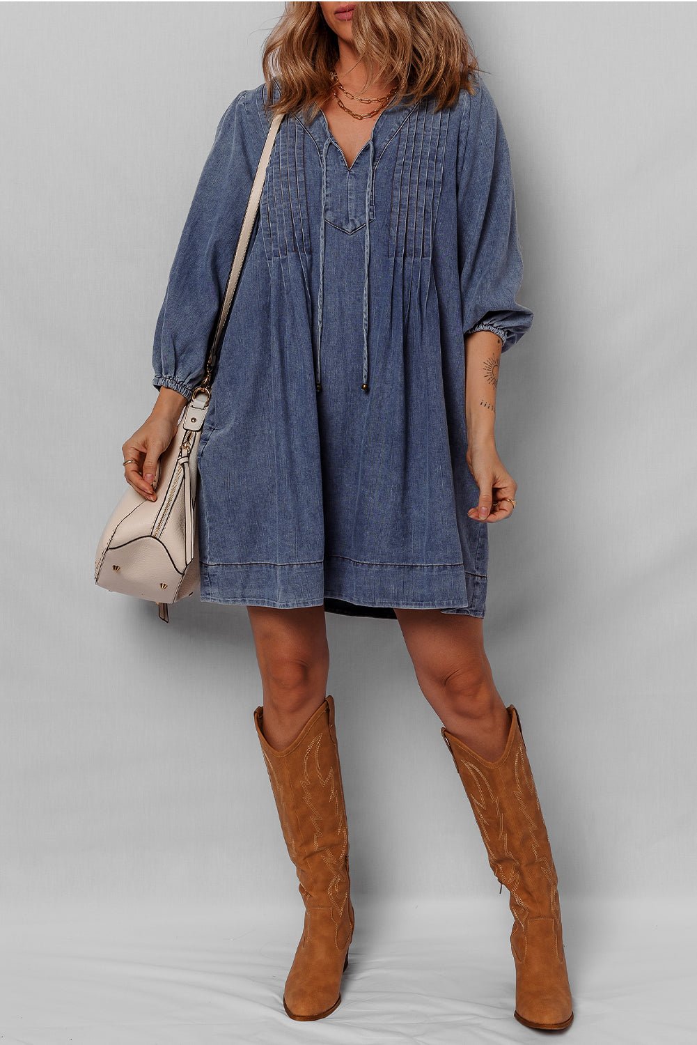 Autumn Tied Pleated Mini Dress - Hello Beautiful BoutiqueMini DressesThreaded Pear