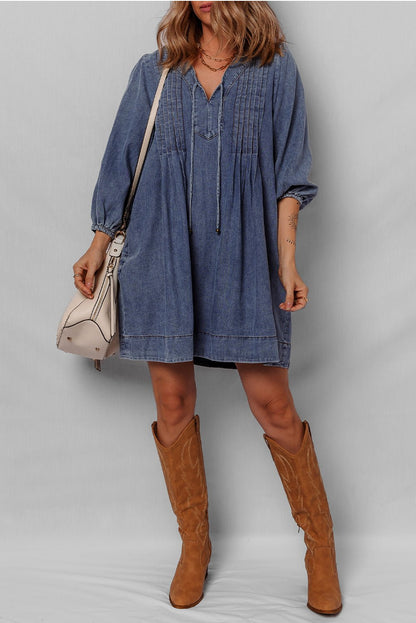 Autumn Tied Pleated Mini Dress - Hello Beautiful BoutiqueMini DressesThreaded Pear