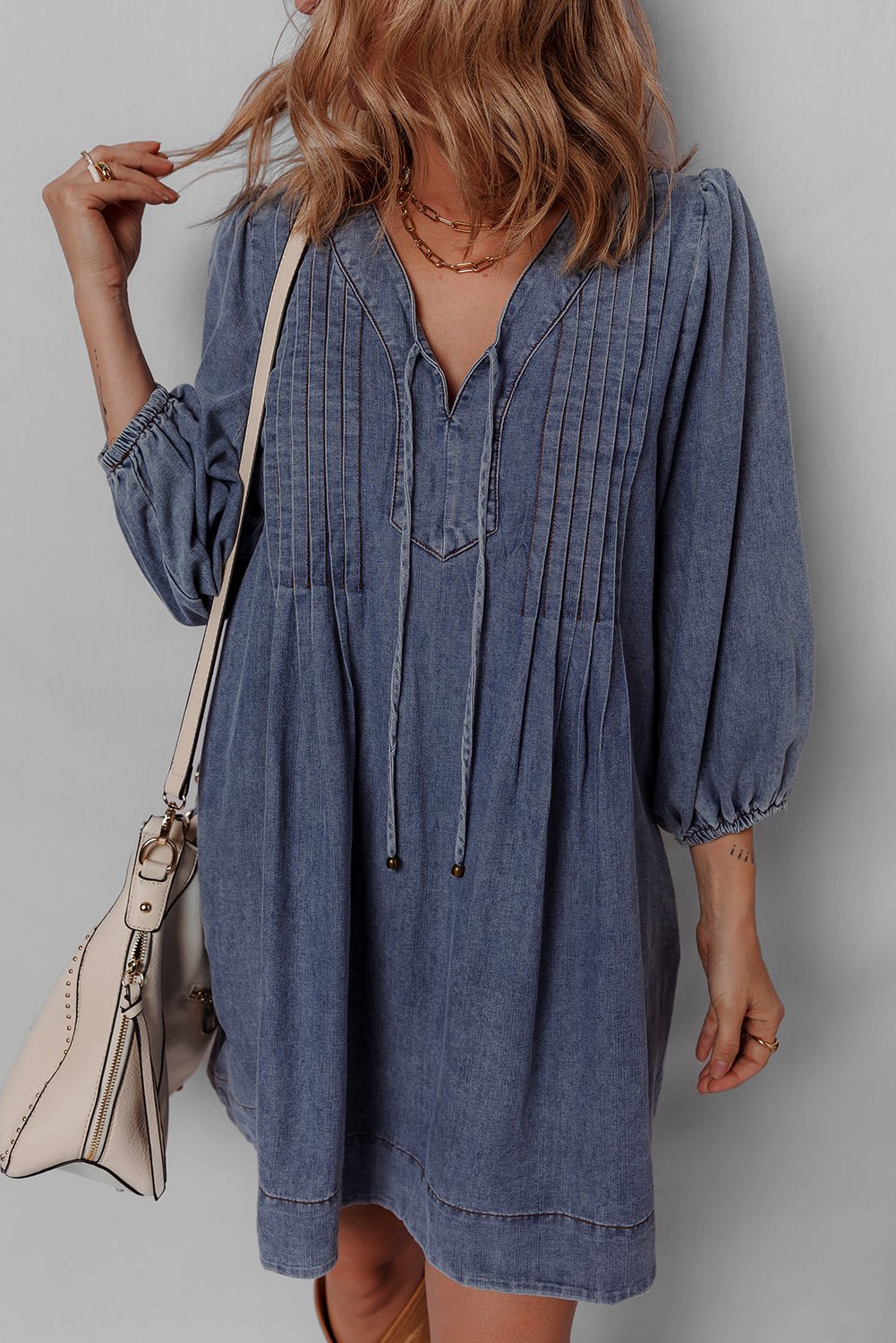 Autumn Tied Pleated Mini Dress - Hello Beautiful BoutiqueMini DressesThreaded Pear