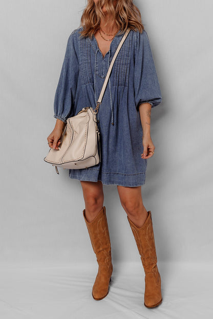 Autumn Tied Pleated Mini Dress - Hello Beautiful BoutiqueMini DressesThreaded Pear