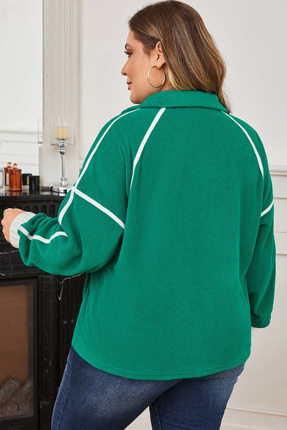 Ava Contrast Trim Fleece Plus Sweatshirt - Hello Beautiful BoutiquePlus Size Sweatshirts & HoodiesThreaded Pear