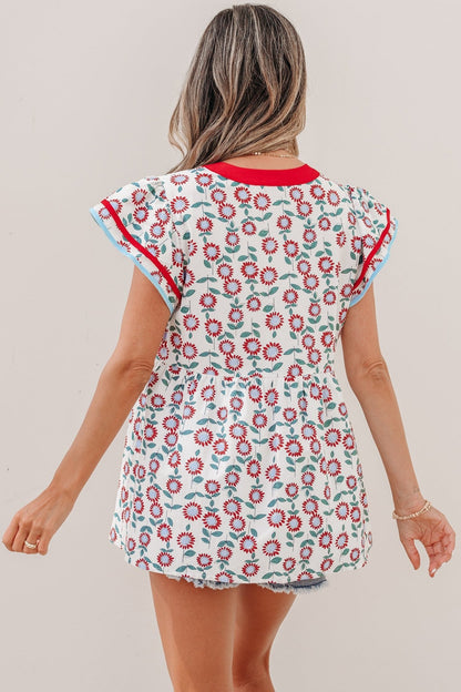 Avery Trim Flutter Sleeve Blouse - Hello Beautiful BoutiqueBlouses & ShirtsThreaded Pear