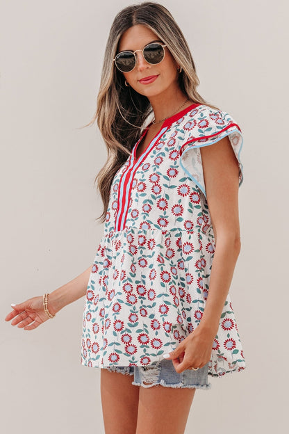 Avery Trim Flutter Sleeve Blouse - Hello Beautiful BoutiqueBlouses & ShirtsThreaded Pear