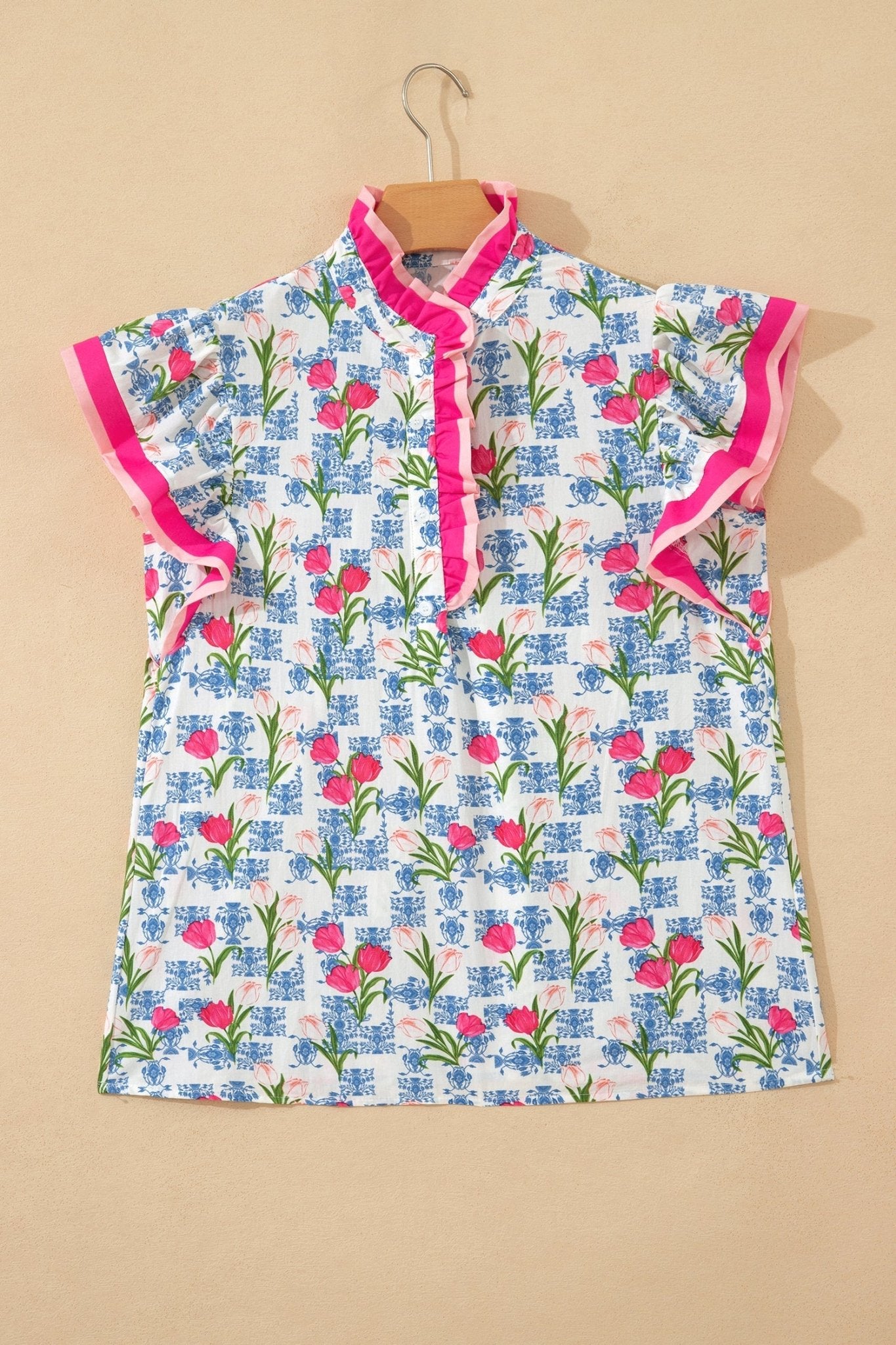 Aya Flutter Sleeve Half Blouse - Hello Beautiful BoutiqueBlouses & ShirtsThreaded Pear