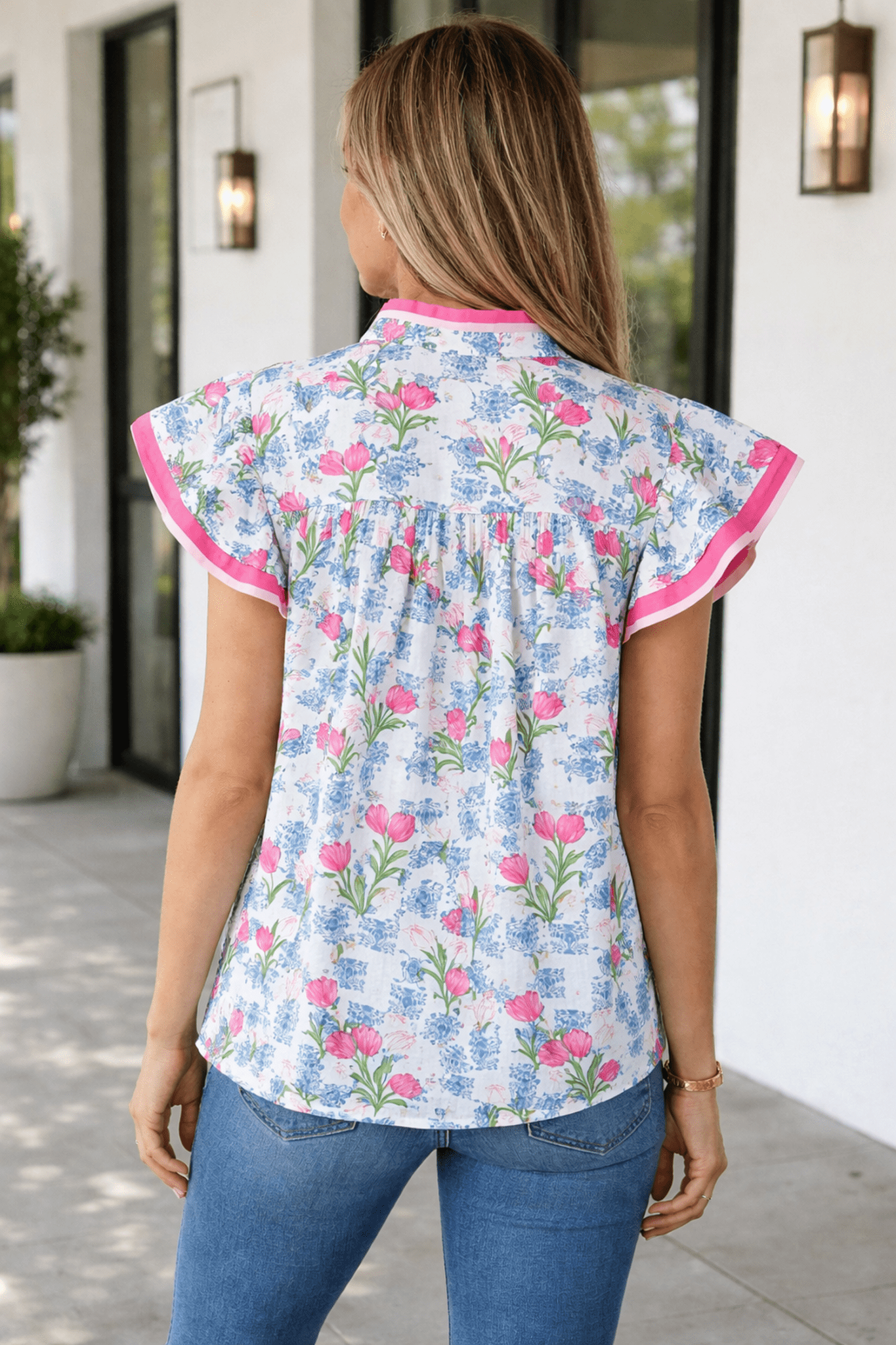 Aya Flutter Sleeve Half Blouse - Hello Beautiful BoutiqueBlouses & ShirtsThreaded Pear