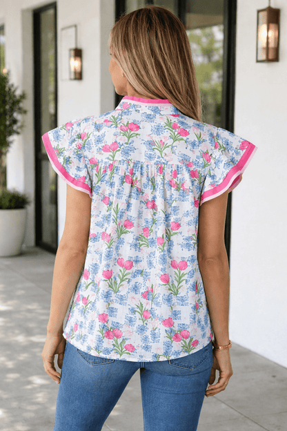 Aya Flutter Sleeve Half Blouse - Hello Beautiful BoutiqueBlouses & ShirtsThreaded Pear