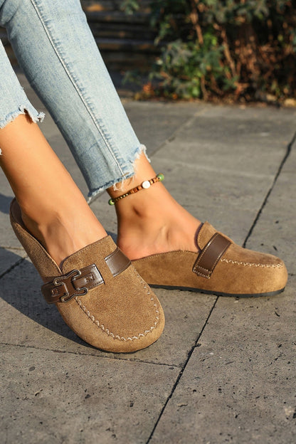 Ayleen Leather Strap Mule Slippers - Hello Beautiful BoutiqueSlippersThreaded Pear
