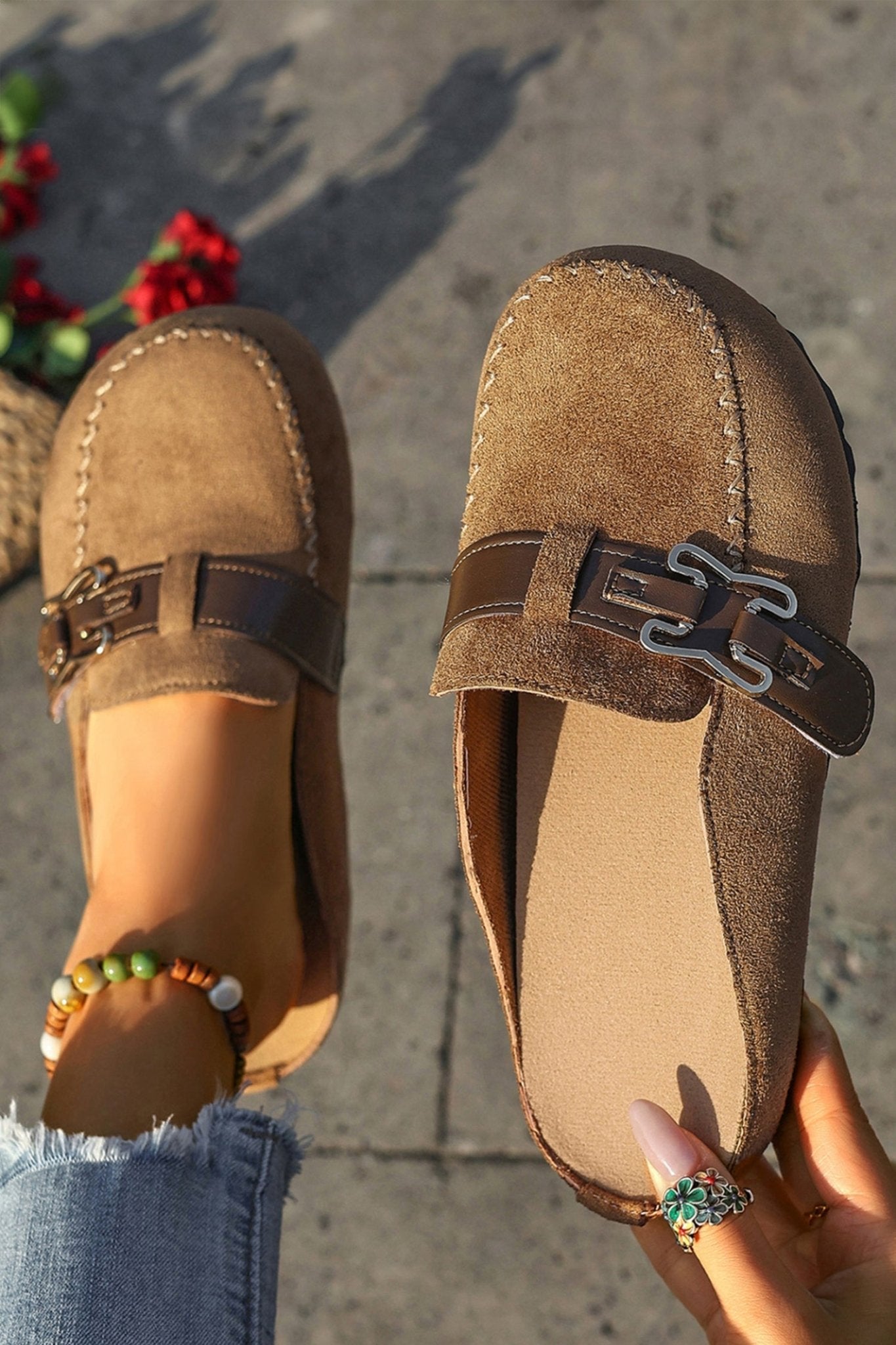 Ayleen Leather Strap Mule Slippers - Hello Beautiful BoutiqueSlippersThreaded Pear