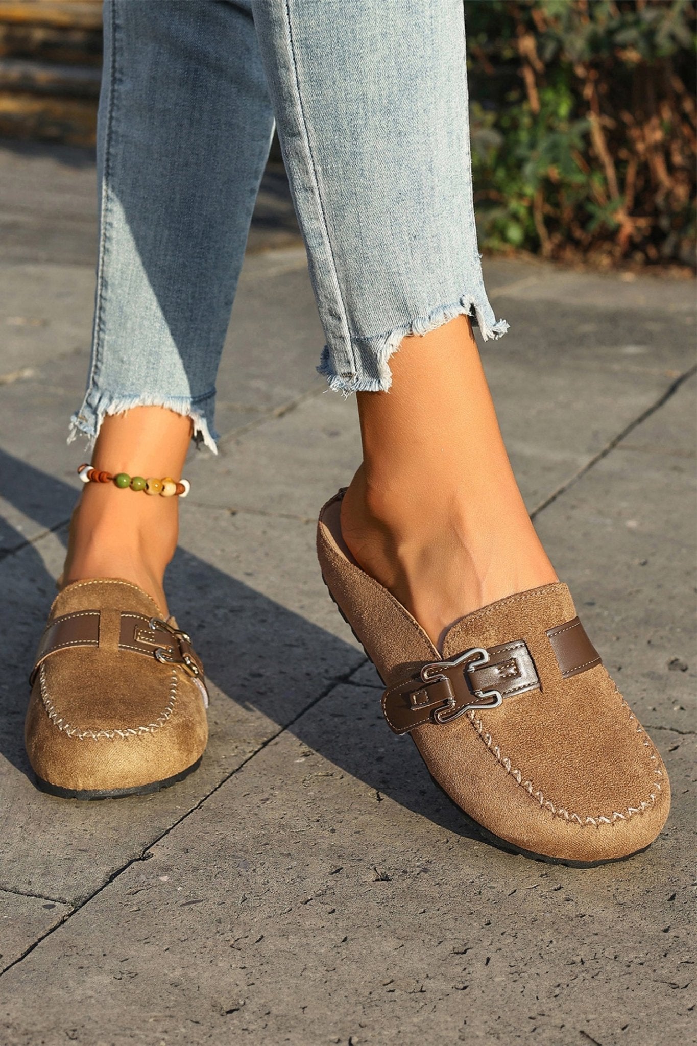 Ayleen Leather Strap Mule Slippers - Hello Beautiful BoutiqueSlippersThreaded Pear