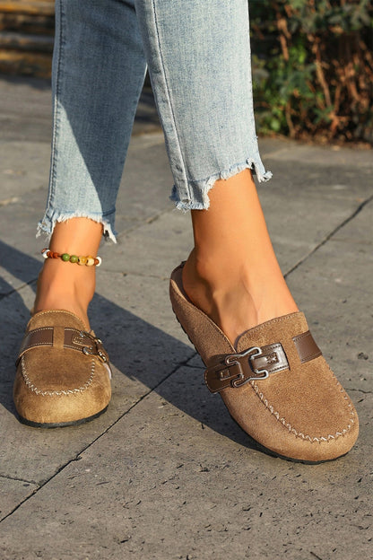 Ayleen Leather Strap Mule Slippers - Hello Beautiful BoutiqueSlippersThreaded Pear