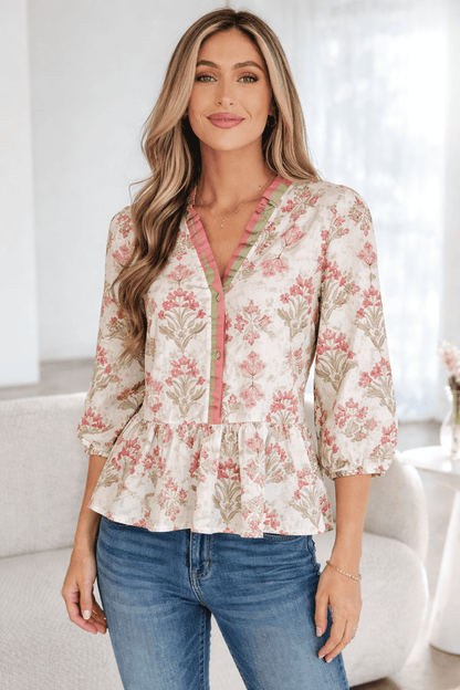 Aylin Sleeve Peplum top Long Sleeve Top - Hello Beautiful BoutiqueBlouses & ShirtsThreaded Pear