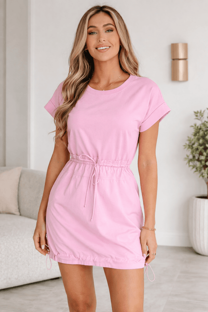 Ayra Patchwork Drawstring Mini Dress - Hello Beautiful BoutiqueMini DressesThreaded Pear