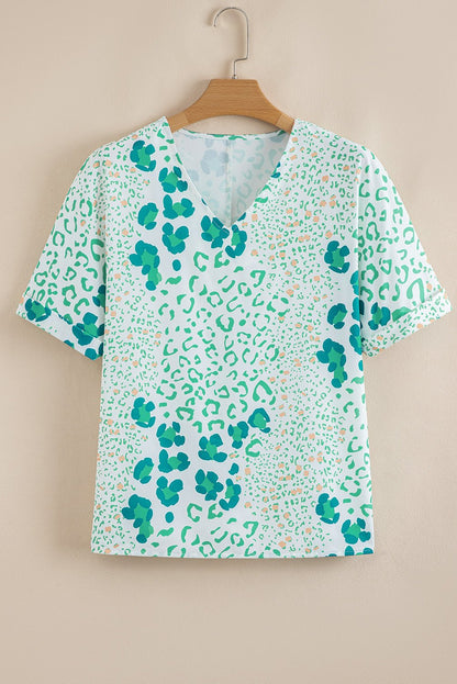 Azalea Print Short Sleeve Blouse - Hello Beautiful BoutiqueBlouses & ShirtsThreaded Pear