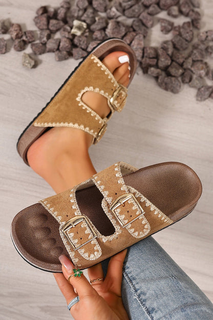 Azaria Buckle Faux Suede Slippers - Hello Beautiful BoutiqueSlippersThreaded Pear