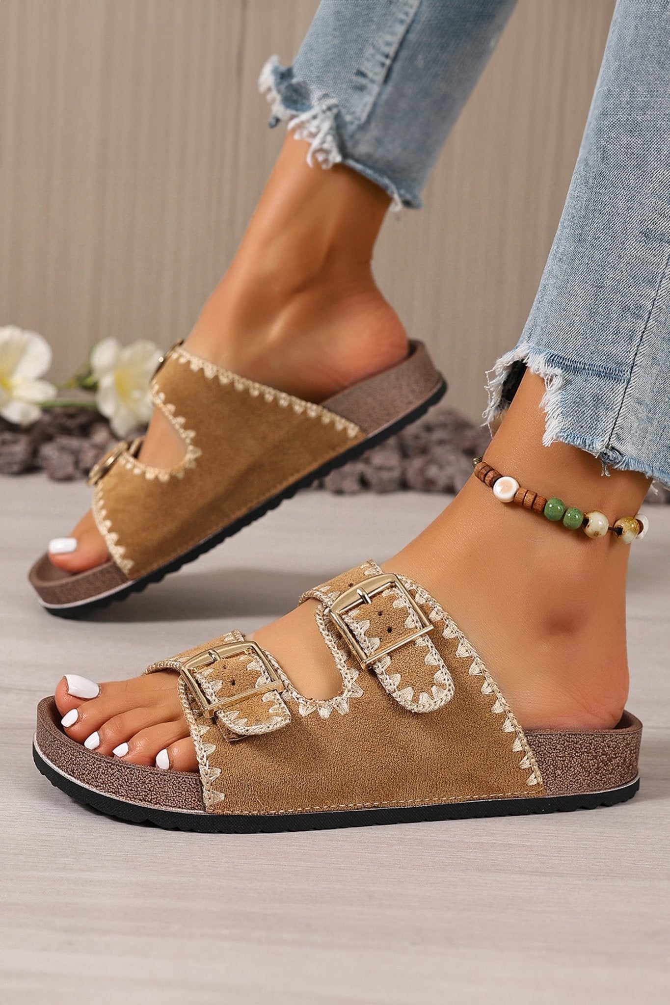 Azaria Buckle Faux Suede Slippers - Hello Beautiful BoutiqueSlippersThreaded Pear