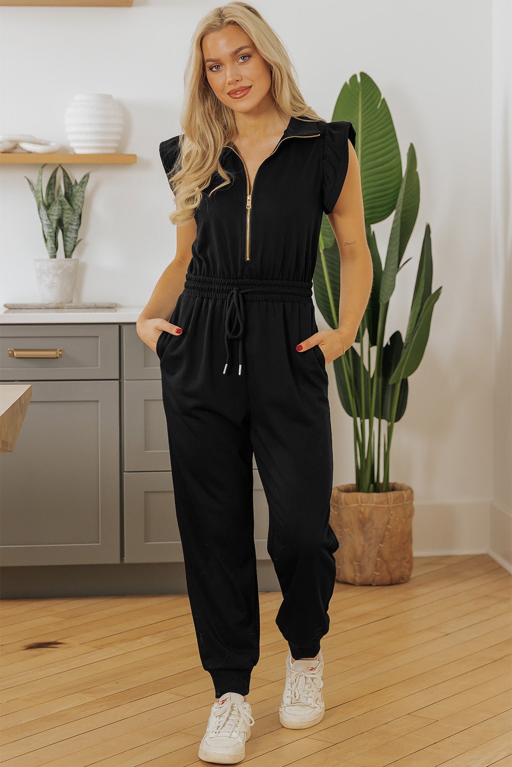 Azariah Drawstring Elastic Waistband Jumpsuit - Hello Beautiful BoutiqueJumpsuits & RompersThreaded Pear