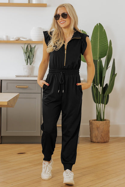 Azariah Drawstring Elastic Waistband Jumpsuit - Hello Beautiful BoutiqueJumpsuits & RompersThreaded Pear