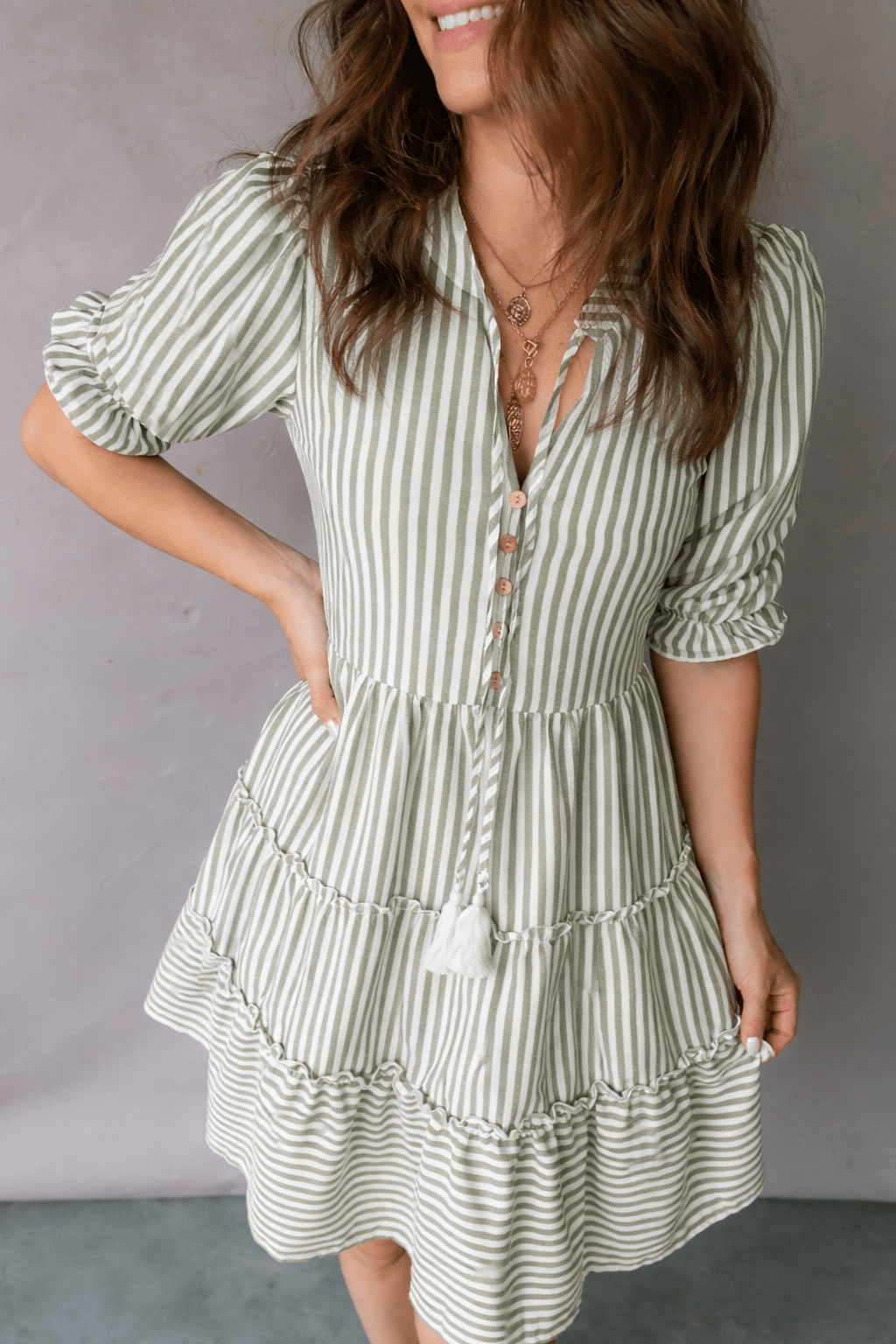 Bailey Sleeve Tiered Flattering Dress - Hello Beautiful BoutiqueMini DressesThreaded Pear