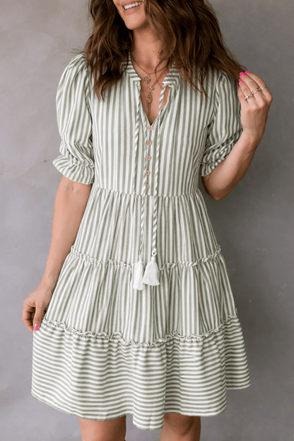 Bailey Sleeve Tiered Flattering Dress - Hello Beautiful BoutiqueMini DressesThreaded Pear