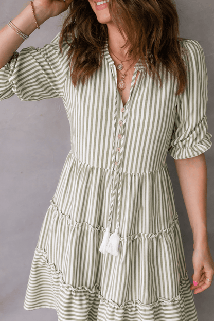 Bailey Sleeve Tiered Flattering Dress - Hello Beautiful BoutiqueMini DressesThreaded Pear
