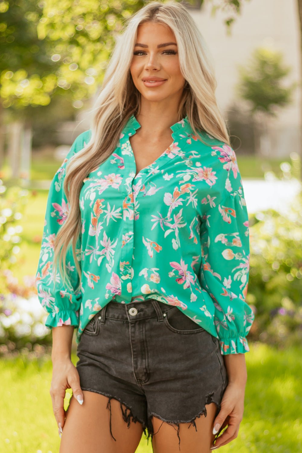 Bella Lantern Sleeve Front Shirt - Hello Beautiful BoutiqueBlouses & ShirtsThreaded Pear