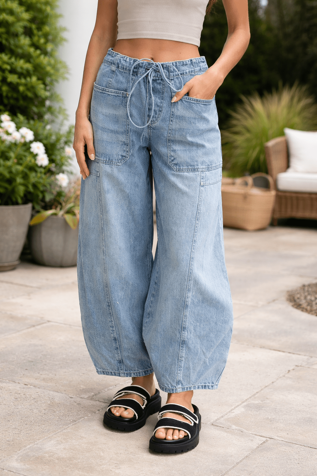 Bella Paperbag Waist Barrel Jeans - Hello Beautiful BoutiqueJeansThreaded Pear
