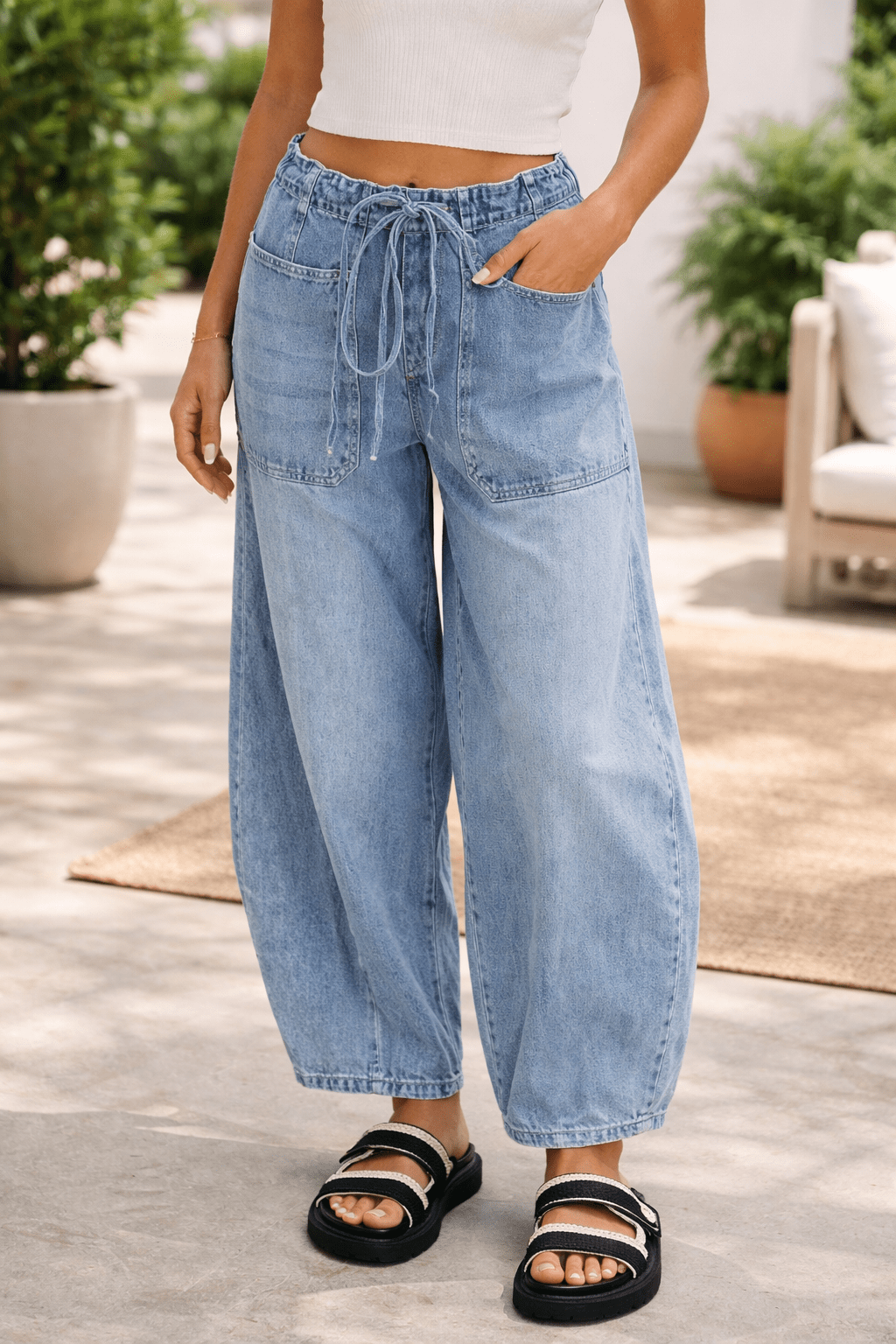 Bella Paperbag Waist Barrel Jeans - Hello Beautiful BoutiqueJeansThreaded Pear