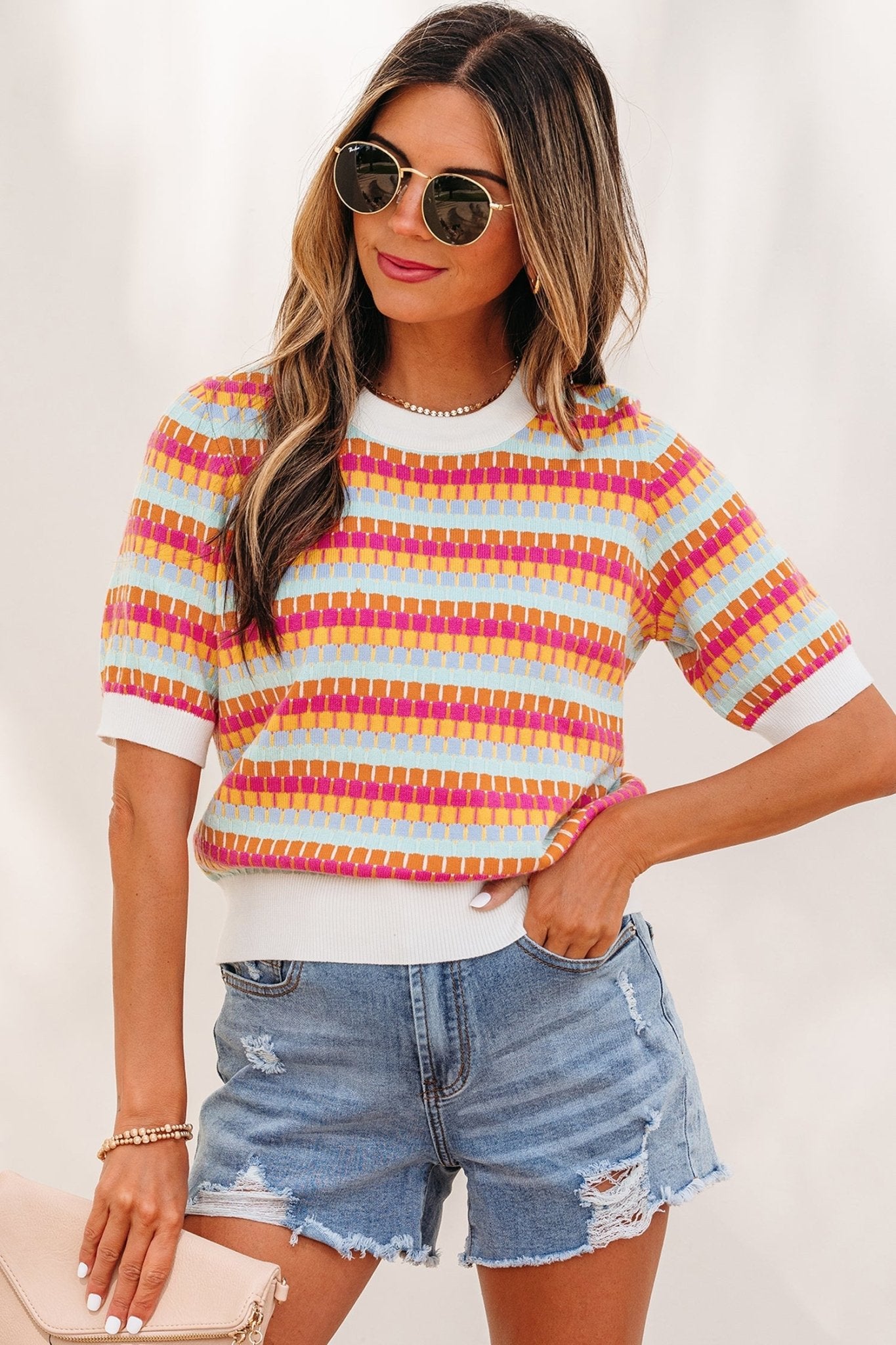 Bellamy Knit Short Sleeve Sweater - Hello Beautiful BoutiqueShort Sleeve SweatersThreaded Pear