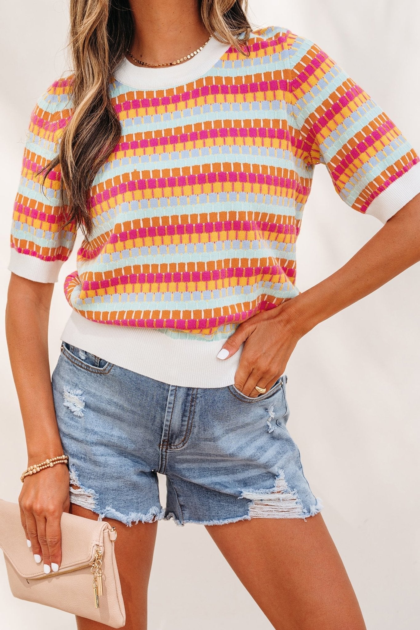 Bellamy Knit Short Sleeve Sweater - Hello Beautiful BoutiqueShort Sleeve SweatersThreaded Pear