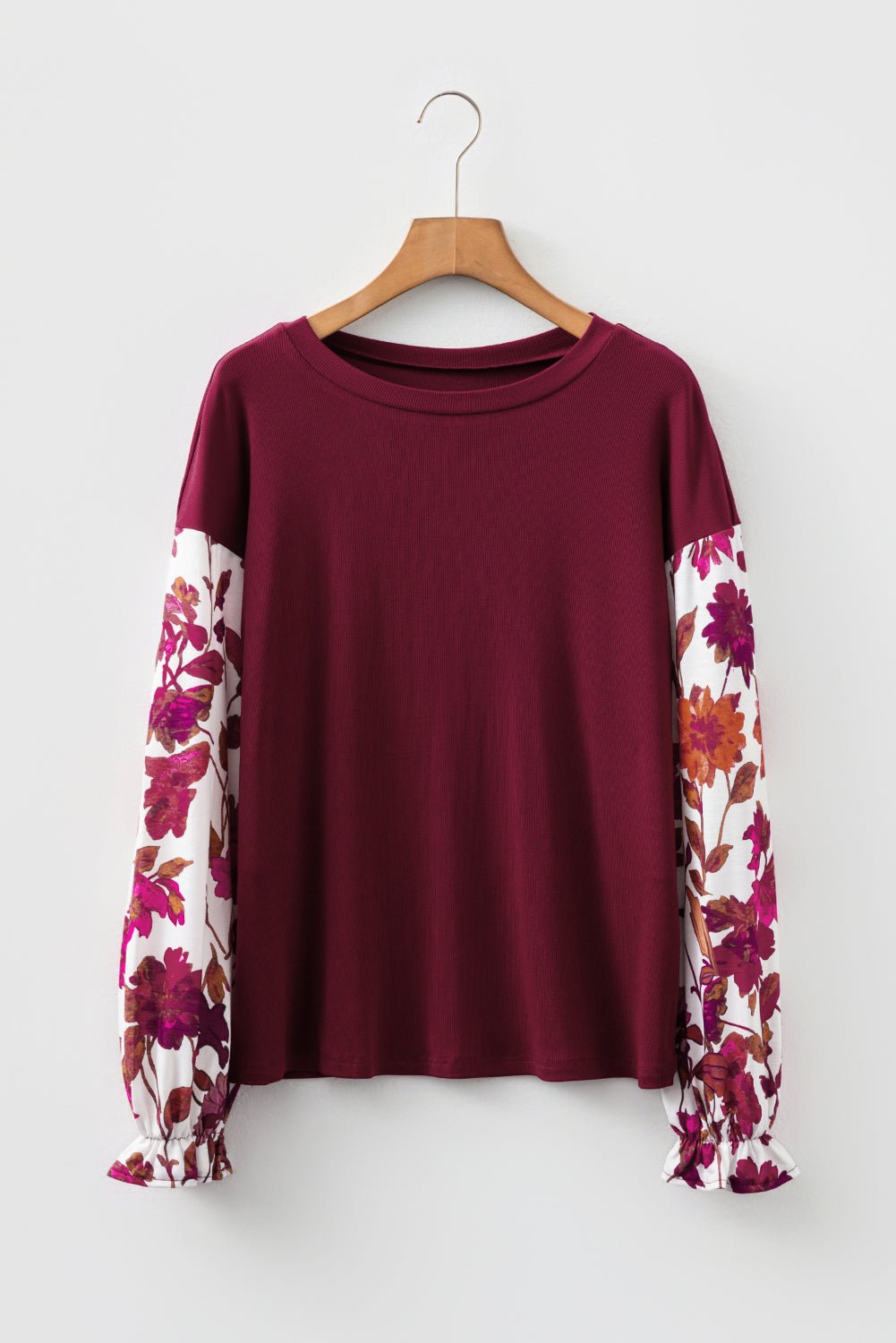Bellamy Ribbed Body Patchwork Long Sleeve Top - Hello Beautiful BoutiqueLong Sleeve TopsThreaded Pear