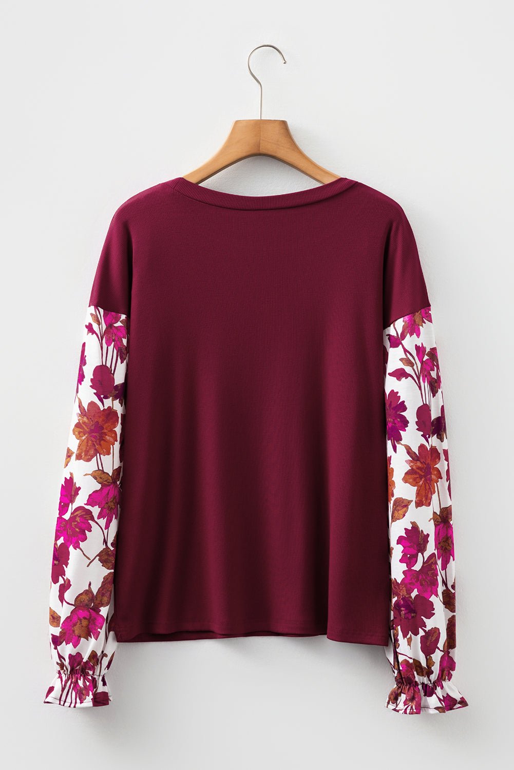 Bellamy Ribbed Body Patchwork Long Sleeve Top - Hello Beautiful BoutiqueLong Sleeve TopsThreaded Pear