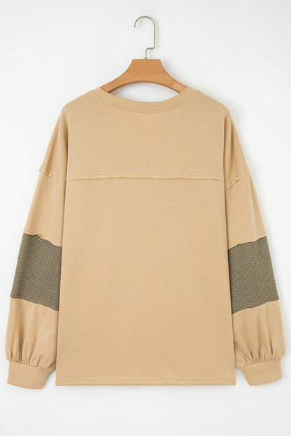 Bethany Patchwork Drop Shoulder PLUS Pullover - Hello Beautiful BoutiquePlus Size Long Sleeve TopsThreaded Pear