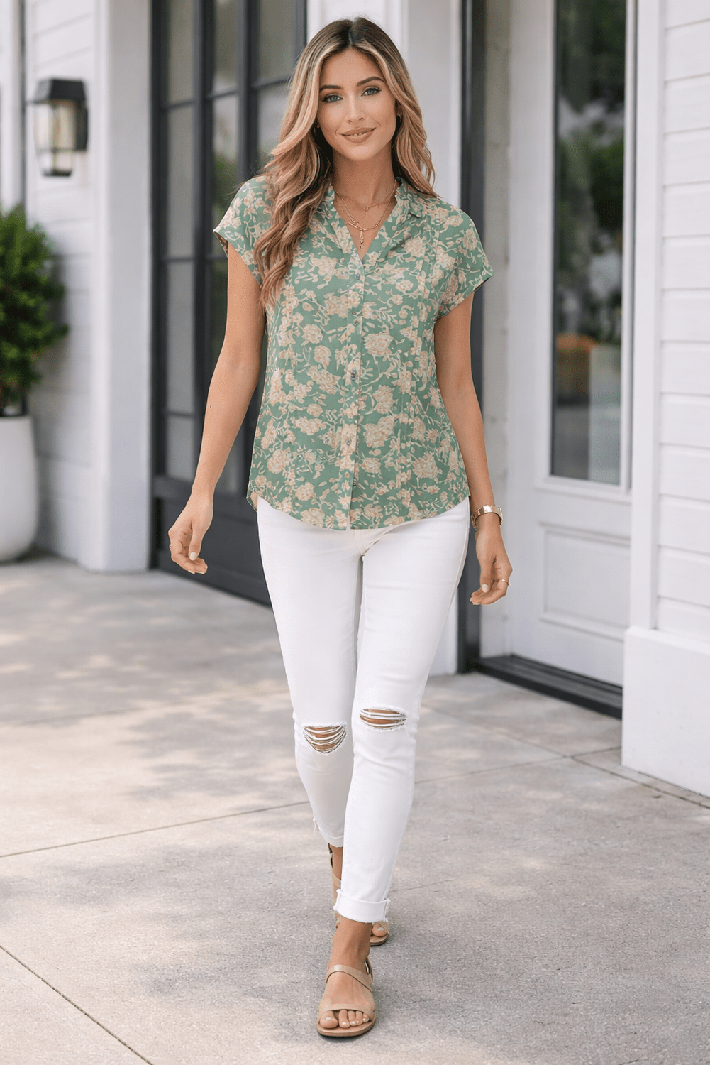 Bethany Pleated Short Sleeve Blouse - Hello Beautiful BoutiqueBlouses & ShirtsThreaded Pear