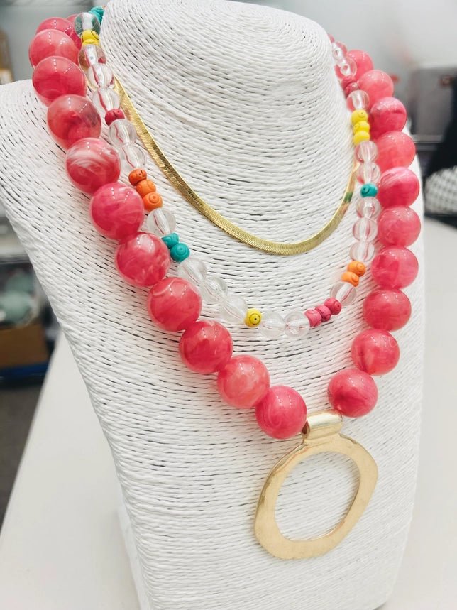 Big Ball Necklace with Pendant - Hello Beautiful BoutiqueNecklaceTwo Forty - Two South