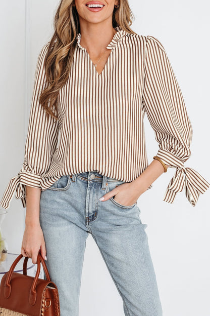 Blair Tied Cuffs Seersucker Blouse - Hello Beautiful BoutiqueBlouses & ShirtsThreaded Pear