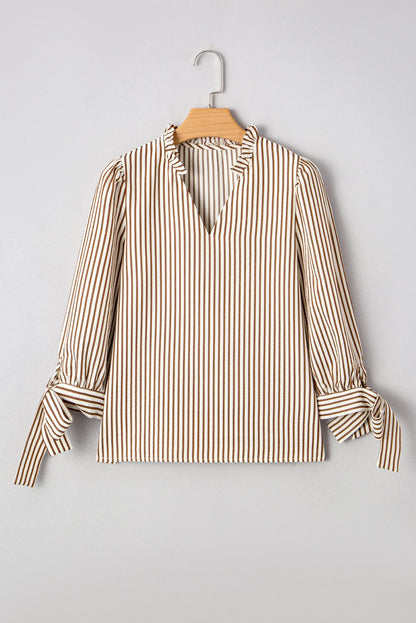 Blair Tied Cuffs Seersucker Blouse - Hello Beautiful BoutiqueBlouses & ShirtsThreaded Pear