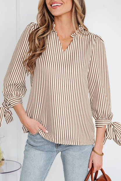 Blair Tied Cuffs Seersucker Blouse - Hello Beautiful BoutiqueBlouses & ShirtsThreaded Pear