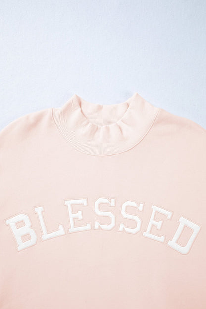 Blessed Embroidered Mock Sweatshirt - Hello Beautiful BoutiqueSweatshirts & HoodiesThreaded Pear