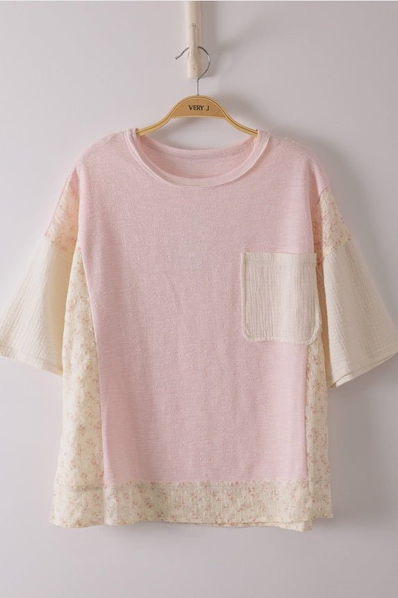 Bloom & Breeze Oversized Mixed Media Floral Knit Top - Hello Beautiful BoutiqueTopVery J