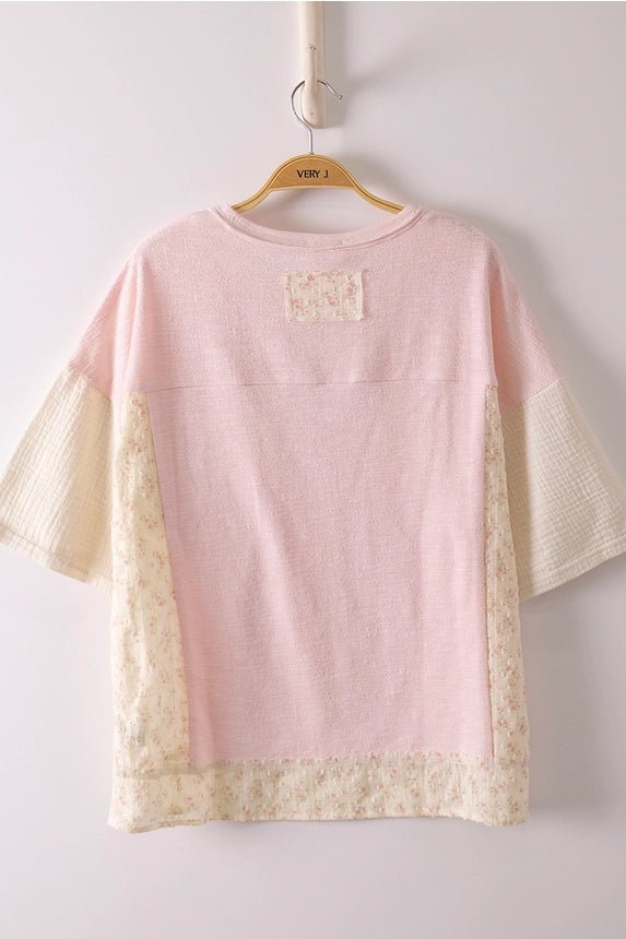 Bloom & Breeze Oversized Mixed Media Floral Knit Top - Hello Beautiful BoutiqueTopVery J