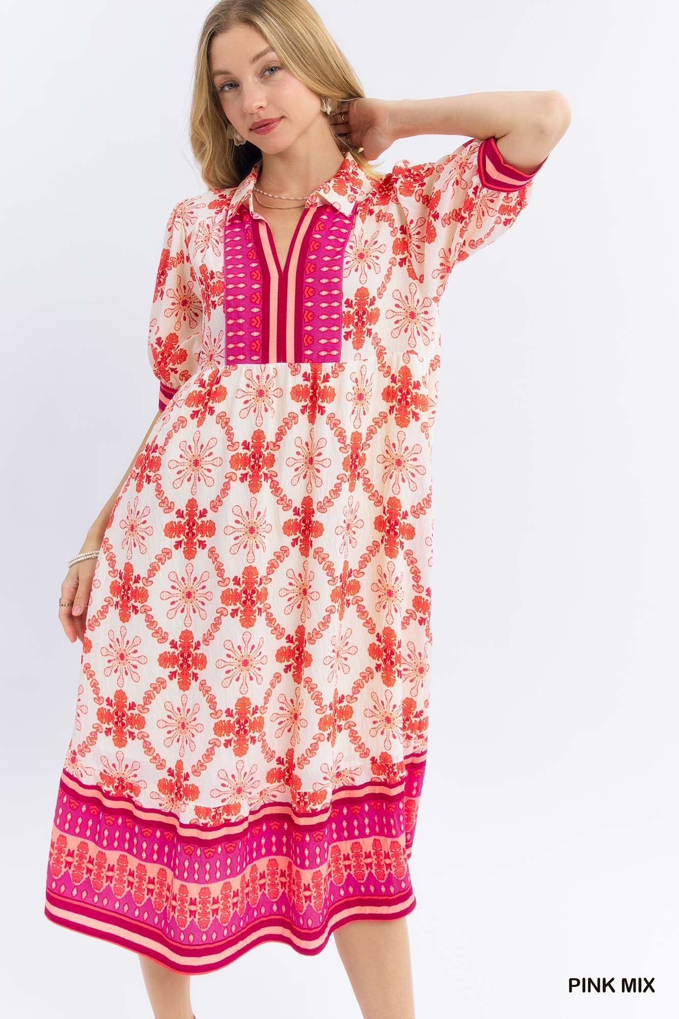 Bloom Trellis Midi Dress C5782 - Hello Beautiful BoutiqueDressUmgee