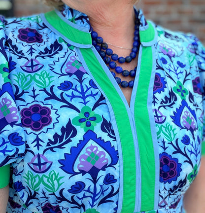 Boho Floral Puff Sleeve Midi Dress with Side Pockets - Hello Beautiful BoutiqueDressesJodifl