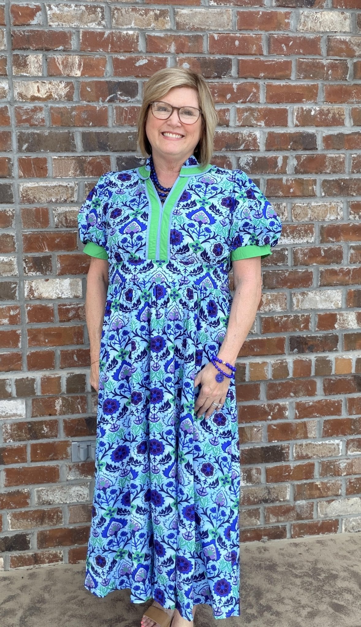 Boho Floral Puff Sleeve Midi Dress with Side Pockets - Hello Beautiful BoutiqueDressesJodifl