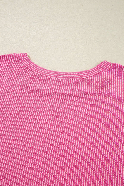 Bonbon Spiral Ribbed Exposed Seam Detail Plus Size Long Sleeve Top - Hello Beautiful BoutiquePlus Size Long Sleeve TopsThreaded Pear