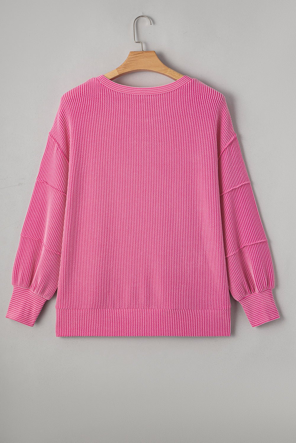 Bonbon Spiral Ribbed Exposed Seam Detail Plus Size Long Sleeve Top - Hello Beautiful BoutiquePlus Size Long Sleeve TopsThreaded Pear